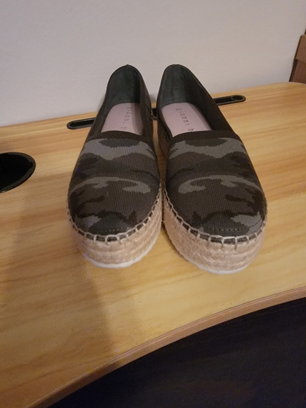 Camo Espadrille Platform Slip-On - Olive Green